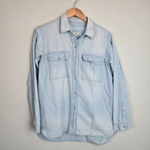 Madewell Womens Lightwash Chambray Button Down Shirt Small Casual Minimalist‎
